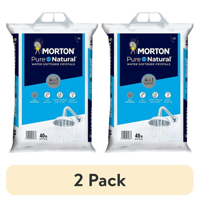 (2 pack) Morton Salt Pure and Natural® Water Softening Crystals, one 40