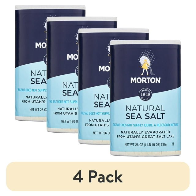 (4 pack) Morton Salt Sea Salt, Natural AllPurpose, 26 Ounce