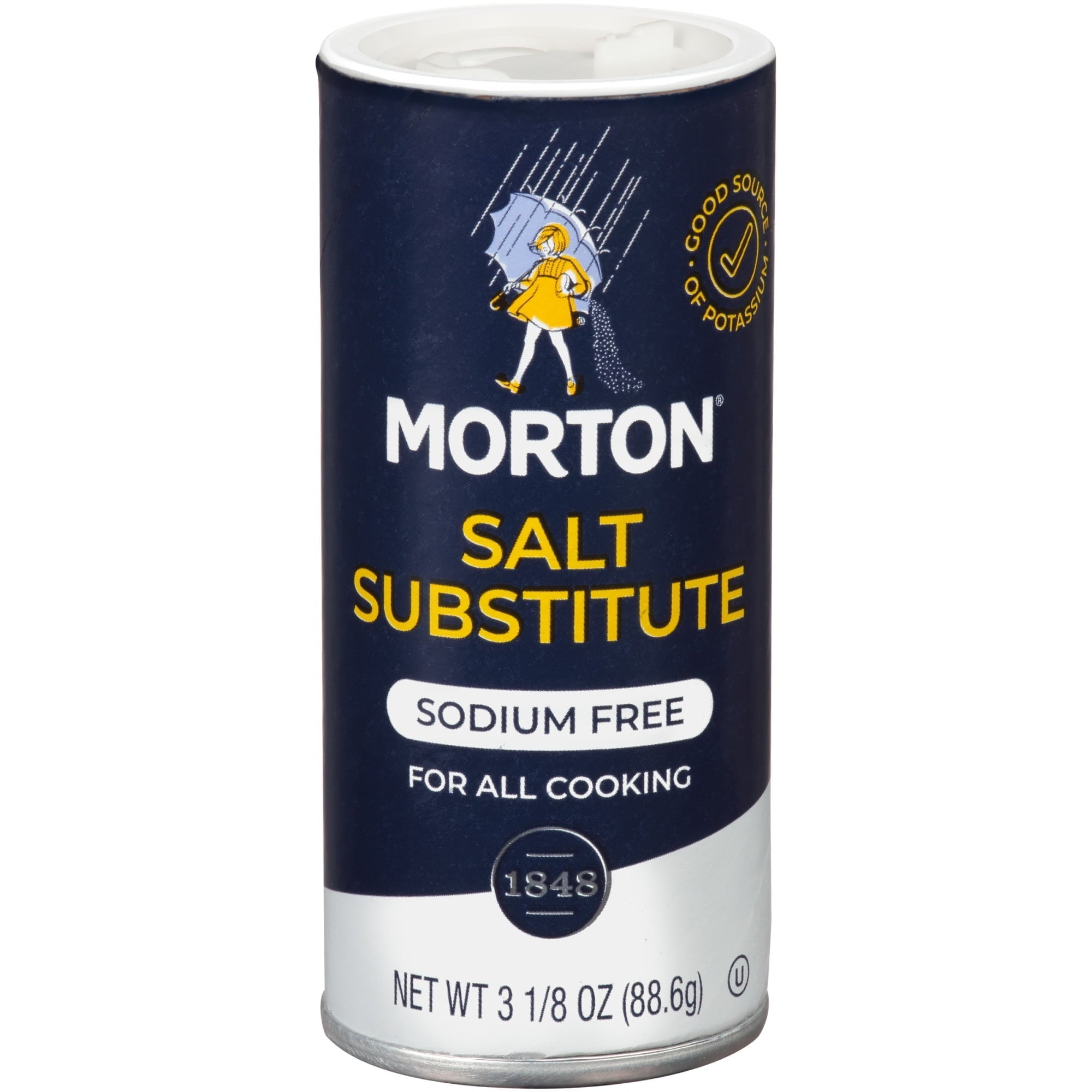 Morton Sodium Free Salt Substitute, Sodium-Restricted Diets 3.12oz (24 Pack)