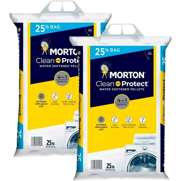 Morton Salt Water Softener Pellets, Clean and Protect, 25 lb (2 pack)