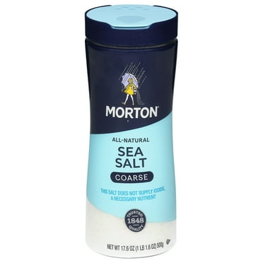 Morton® All-Natural Coarse Sea Salt - for Rubs, Roasts, and Finishing, 17.6 oz Canister