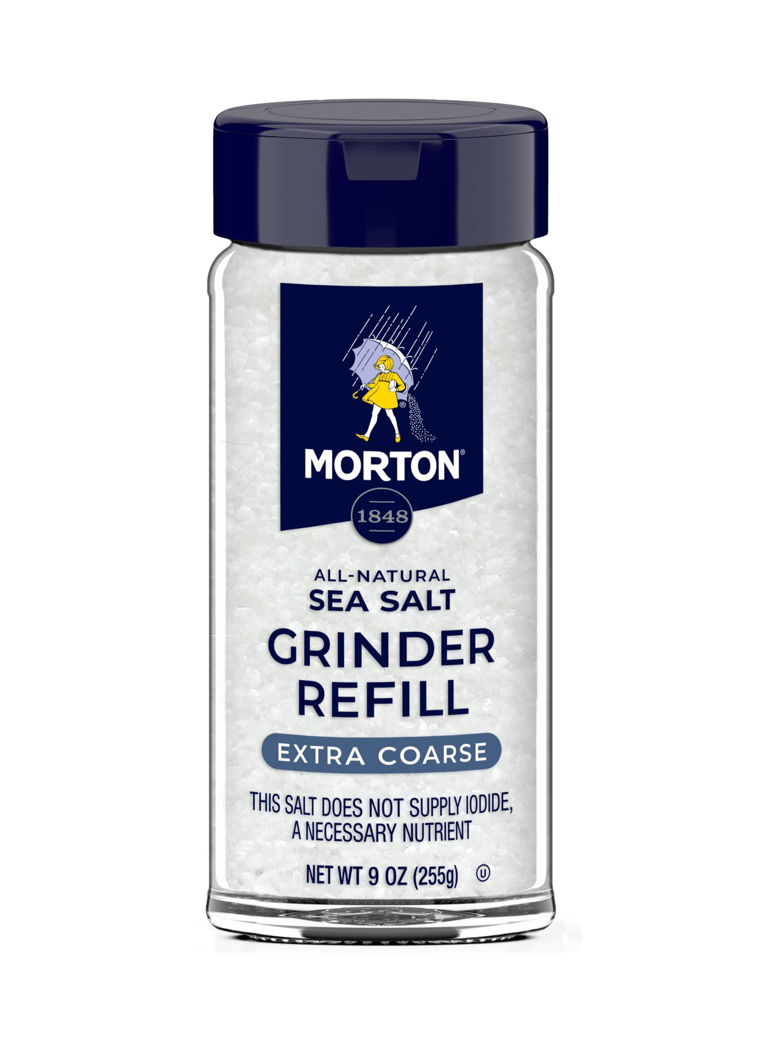 Morton Sea Salt Extra Coarse Grinder Refill, 9 Ounce (Pack of 6 ...