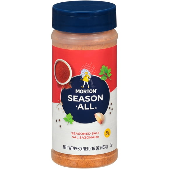 Morton Season-All Seasoned Salt - Blend of Salt and Savory Spices, for BBQ, Grilling, and Potatoes, 16 oz Canister