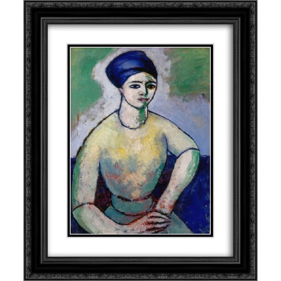 Morton Shamberg 2x Matted 20x24 Black Ornate Framed Art Print 'Study of a Girl (Fanette Reider)'