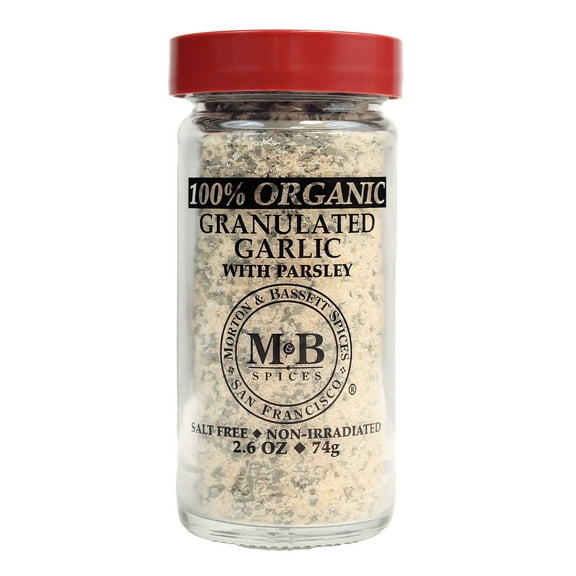 Morton & Bassett Organic Granulated Garlic with Parsley, 2.6 oz Spice Blend