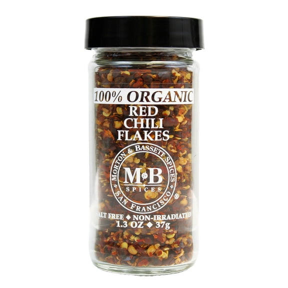 Morton & Bassett Organic Crushed Red Chili Flakes, 1.3 oz Single Spice
