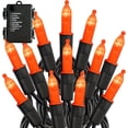 thumbnail image 1 of Morttic 1 Pack 50 LED 16FT Christmas Lights,  Battery Operated Fairy Lights Outdoor, Waterproof Mini String Tree Lights with 8 Modes, Decorations for Indoor Patio Garden Party Xmas Decor, Orange, 1 of 7
