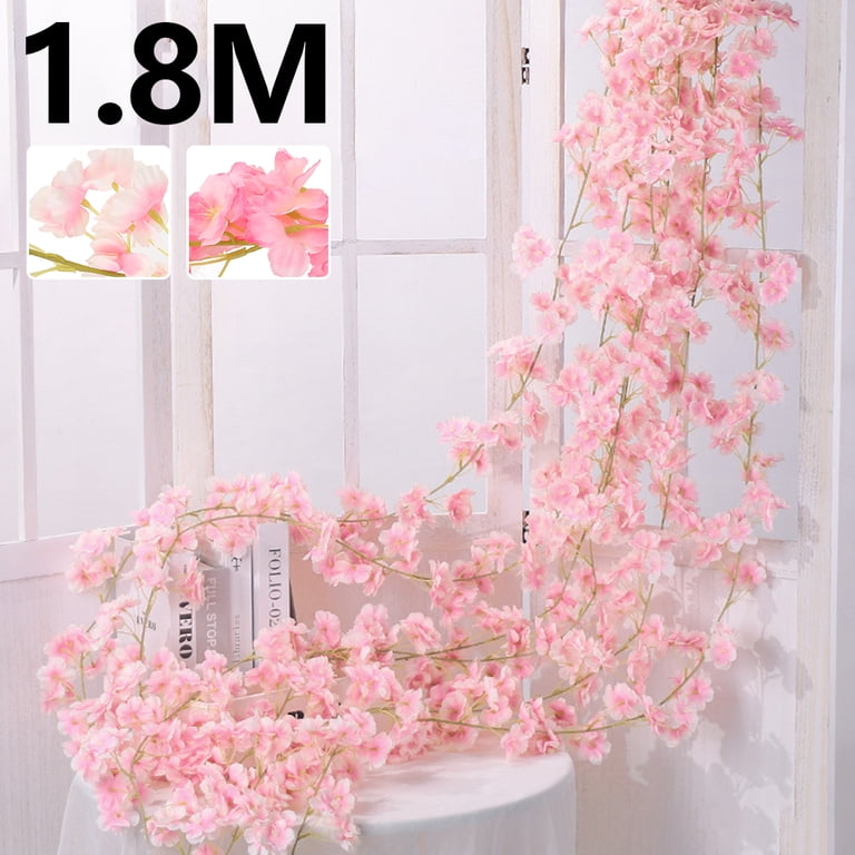 Morttic 1 Pc Artificial Cherry Blossom Vine,1.8M Artificial Silk