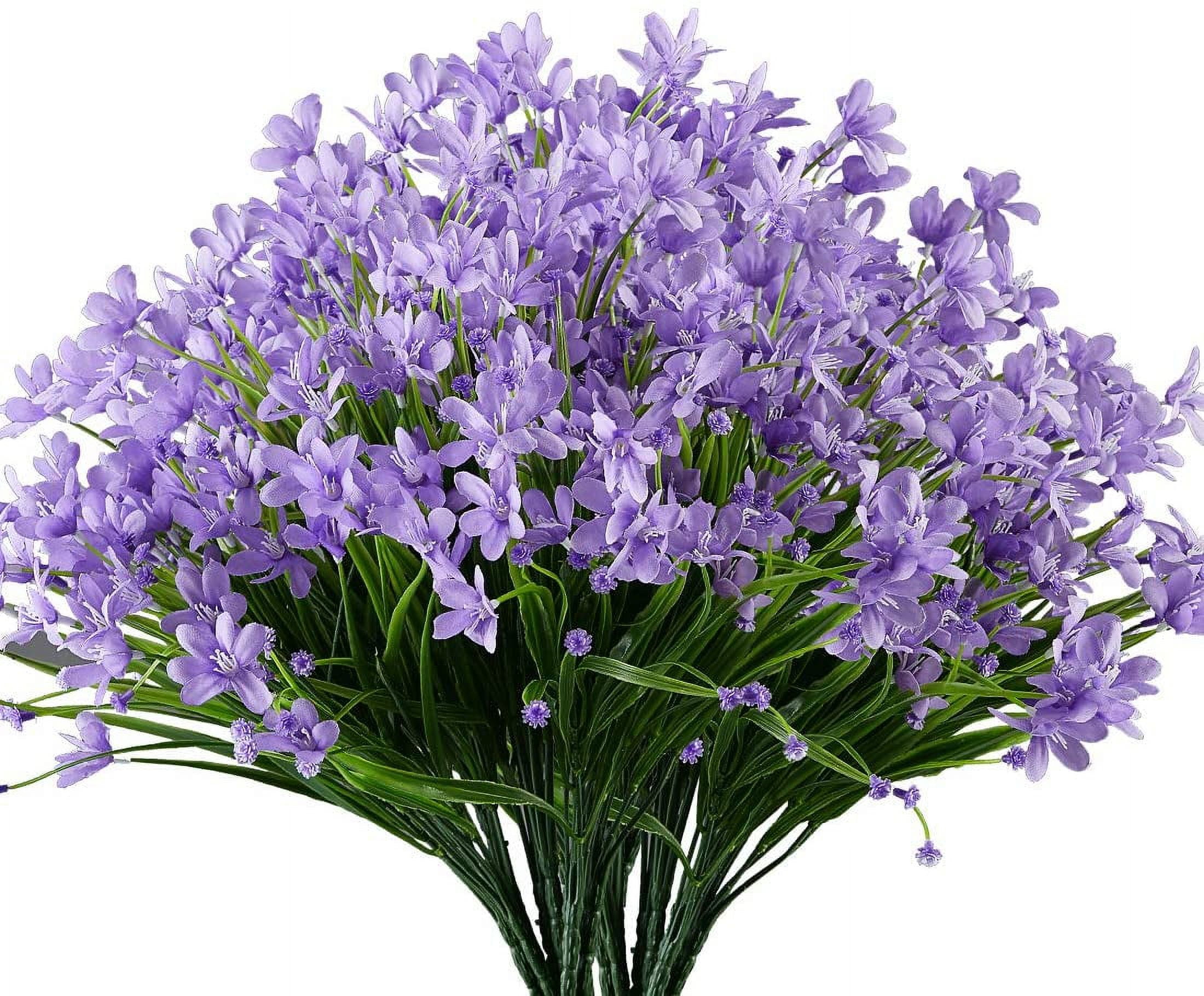 Morttic 10 Bundles Artificial Daffodils Flowers, Outdoor  UV Resistant Fake Artificial Greenery No Fade Faux Plastic PurplePlants for Home Garden Kitchen Office Table Vase ()