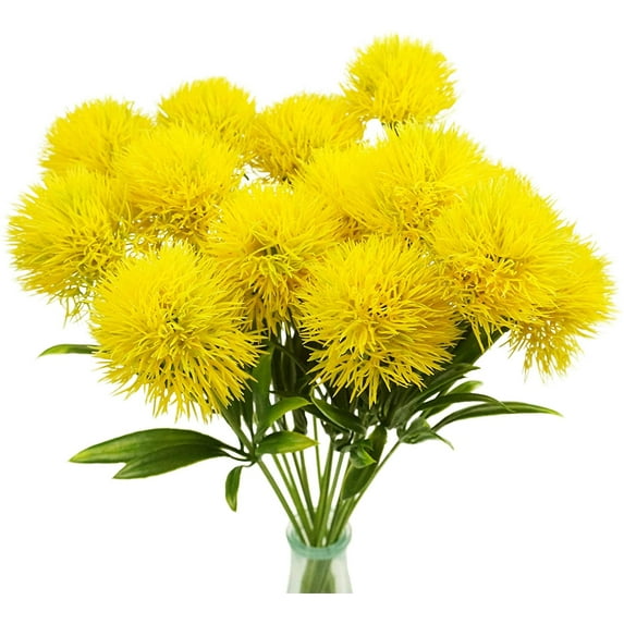 Morttic 10 Pcs Dandelion Artificial Flowers Purple Flowers Fake Plants Flower Bouquet Plastic Flowers for Home DIY Decoration Wedding Decor