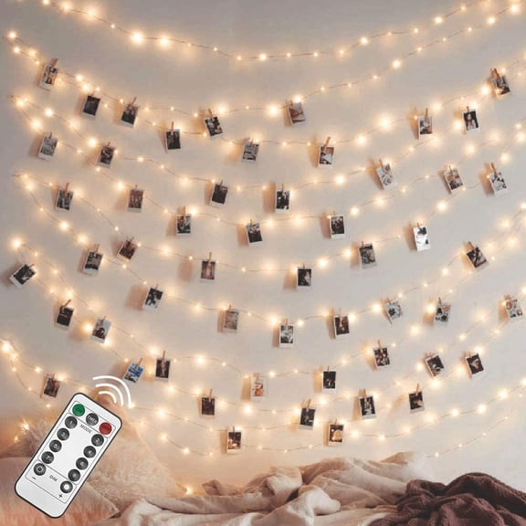 Morttic 100 LED 33 FT Copper Fairy String Lights 8 Modes LED, USB Powered with Remote Control for Christmas Tree Wedding Party Home Decoration, Warm White