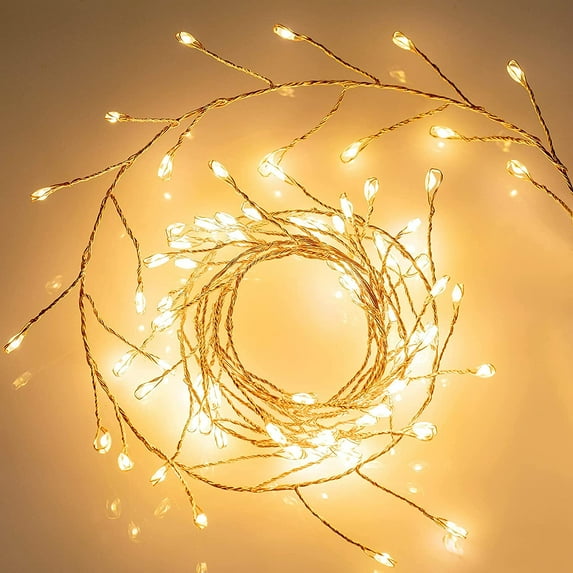 Morttic 10FT 100LEDs Fairy Cluster Firecracker Lights , Battery Powered,8 Twinkling Modes,Remote with Timer, Waterproof for Indoor Outdoor Christmas Festival Decoration ,Warm White