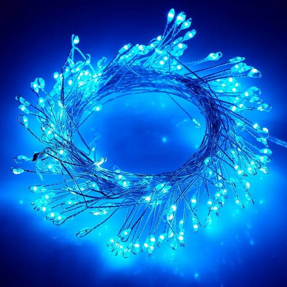 Morttic 10FT 100LEDs Firecrackers Cluster Garland Fairy Lights,8 Modes&Timer USB Powered Remote Control Waterproof for Home Bedroom Garden Christmas Decor ,Blue