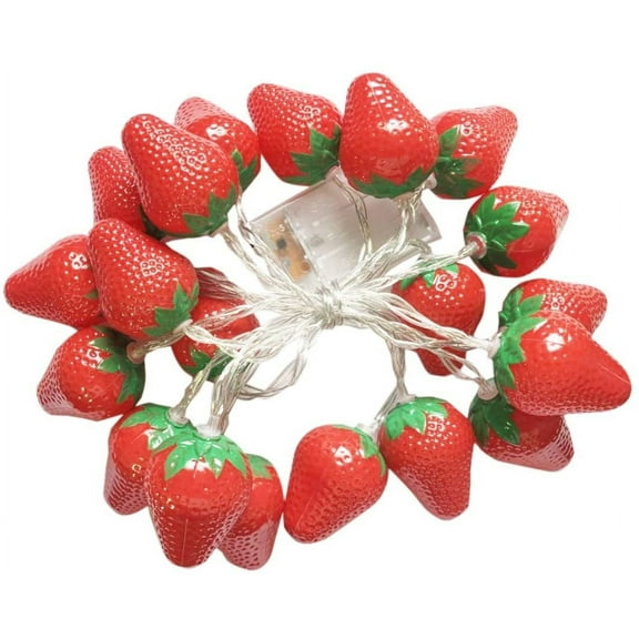 Morttic 10LED Fruit Strawberry String Lights Battery Powered Indoor Outdoor Lighting Lamp for Wedding Home Birthday Garden Yard Patio Party Decorations