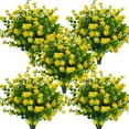 thumbnail image 1 of Morttic 12 Bundles Artificial Fake Flowers, Faux Outdoor Plastic Plants UV Resistant Shrubs Outside Indoor Decorations (Yellow), 1 of 8
