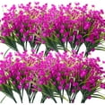 thumbnail image 1 of Morttic 12 Bundles Artificial Flowers, Fall Spring Summer Decoration UV Resistant Faux Outdoor Plastic Greenery Shrubs Plants Fake Flowers Planter Home Garden Decor (Fuchsia Camellia), 1 of 10