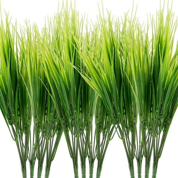 Morttic 12 Bundles Artificial Plants Grass Plastic Greenery Shrub Bushes Plastic Wheat Grass for Indoor Outdoor Home Garden Decoration