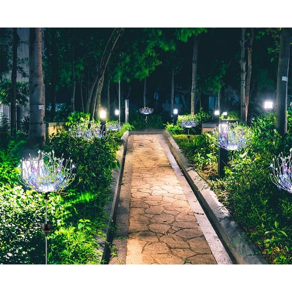 Morttic 120 LED Solar Fireworks Lights Outdoor Waterproof Wedding Garden Footpath Christmas Decorations Park Decoration (Colorful)