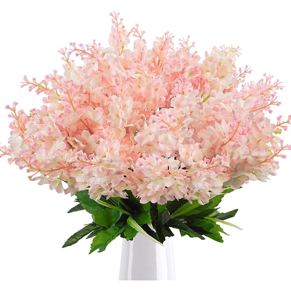 Morttic 12PCS Artificial Fake Silk Wisteria Flowers, Faux Hyacinth Flowers for Home Garden Indoor Cemetery Grave Fences Floral Arrangements Decor, Pink