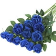 thumbnail image 1 of Morttic 12PCS Artificial Silk Flowers Realistic Roses, Bouquet Long Stem for Home Wedding Party Decoration (Blue), 1 of 6