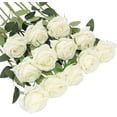 thumbnail image 1 of Morttic 12Pcs Roses Artificial Flowers Bulk Fake Silk Black Roses Bouquet with Long Stem, Faux Roses Flowers for Wedding Home Decorations Floral Arrangement Party Table Decor (White), 1 of 7