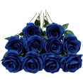 thumbnail image 1 of Morttic 12pcs Fake Roses Artificial Silk Flowers Faux Rose Flower Long Stems Bouquet for Arrangement Wedding Centerpiece Party Home Kitchen Decor (Royal Blue), 1 of 7