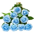 thumbnail image 1 of Morttic 12pcs Fake Roses Artificial Silk Flowers Faux Rose Flower Long Stems Bouquet for Arrangement Wedding Centerpiece Party Home Kitchen Decor (Sky Blue), 1 of 6