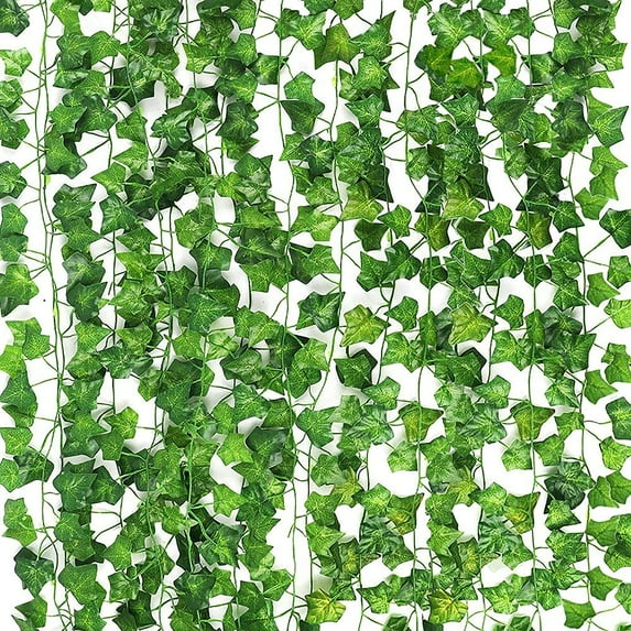 Morttic 14 Strands Artificial Ivy Leaf Plants Vine Hanging Garland Fake Foliage Flowers Home Kitchen Garden Office Wedding Wall Decor