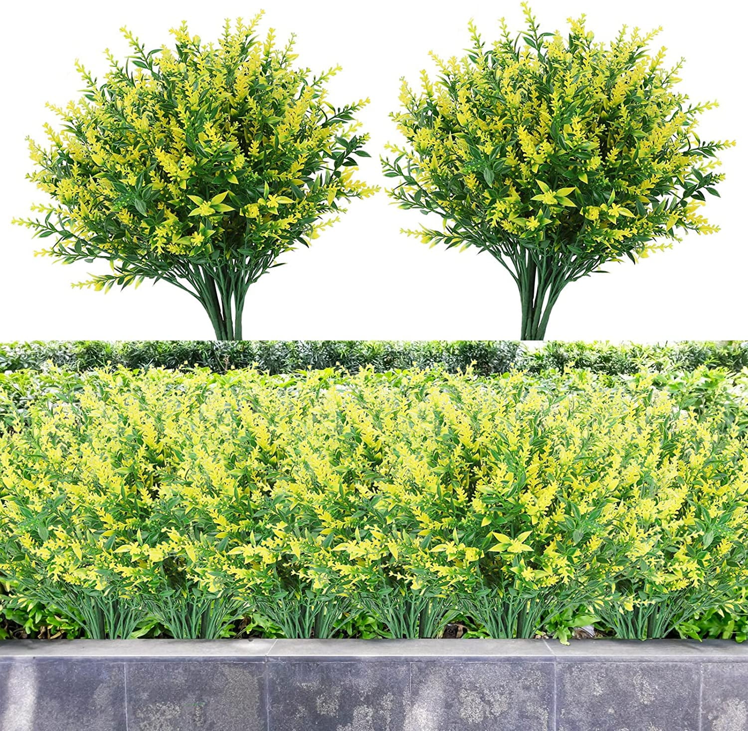 Morttic 16 Bundles Artificial Lavender Plants Outdoor for Home Decoration, Fake Flowers Plastic for Wedding Kitchen Garden Window Box Porch Office Indoor Decor