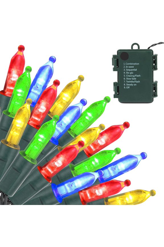 16 FT 50 LED Mini String Lights with 8 Modes Battery Operated Christmas Tree Lights Waterproof Fairy Lights Christmas Lights Indoor Outdoor for Xmas Holiday Wedding Party Patio Decorations