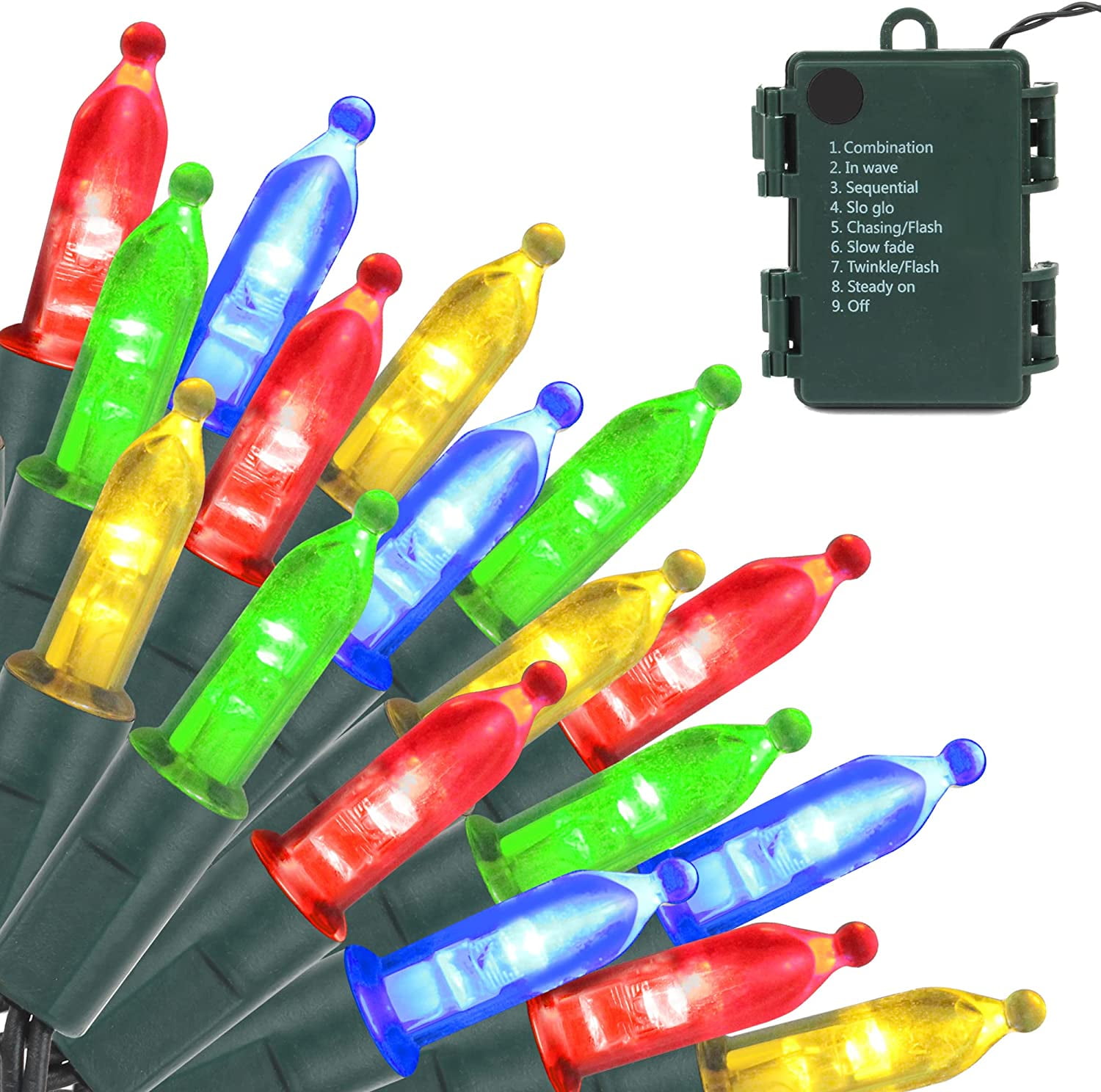 Morttic 16 FT 50 LED Mini String Lights with 8 Modes Battery Operated Christmas Tree Lights