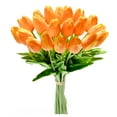 thumbnail image 1 of Morttic 16Pcs Tulips Real Touch Artificial Flowers Fake Tulips Arrangement Bouquet for Home Kitchen Office Wedding Spring Holidays Valentine's Day Decor (Orange), 1 of 7