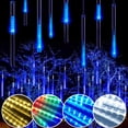 thumbnail image 1 of Morttic 19.7in 8 Tube 288 LED Meteor Shower Rain Lights Waterproof Falling Raindrop Fairy String Light for Christmas Holiday Party Patio Decor,Blue, 1 of 9