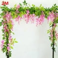 thumbnail image 1 of Morttic 1pc Artificial Flowers Silk Wisteria Garland Vine Rattan Hanging for Home Garden Outdoor Ceremony Wedding Arch Floral Decor, Pink, 1 of 11
