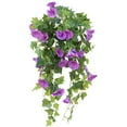 thumbnail image 1 of Morttic 1x Artificial Hanging Flower,Fake Plastic Faux Flower Morning Glory Fabric Vine Petunia for Indoor Outdoor Garden Porch Eave Wedding Wall Decor (Purple), 1 of 4