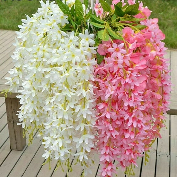 Morttic 1x Artificial Lilac Vine Flower Wisteria Wedding Party Decoration Hanging Vine Home Plant Decoration (Purple)