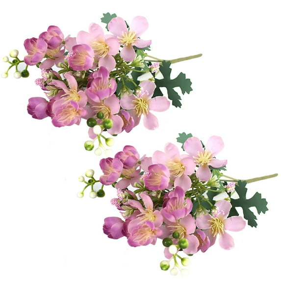 Morttic 2 Bundles Artificial Flowers UV Resistant Fake Japanese Cherry Blossoms, Faux Plastic Greenery for Indoor Home Wedding Farmhouse Decor(Purple)