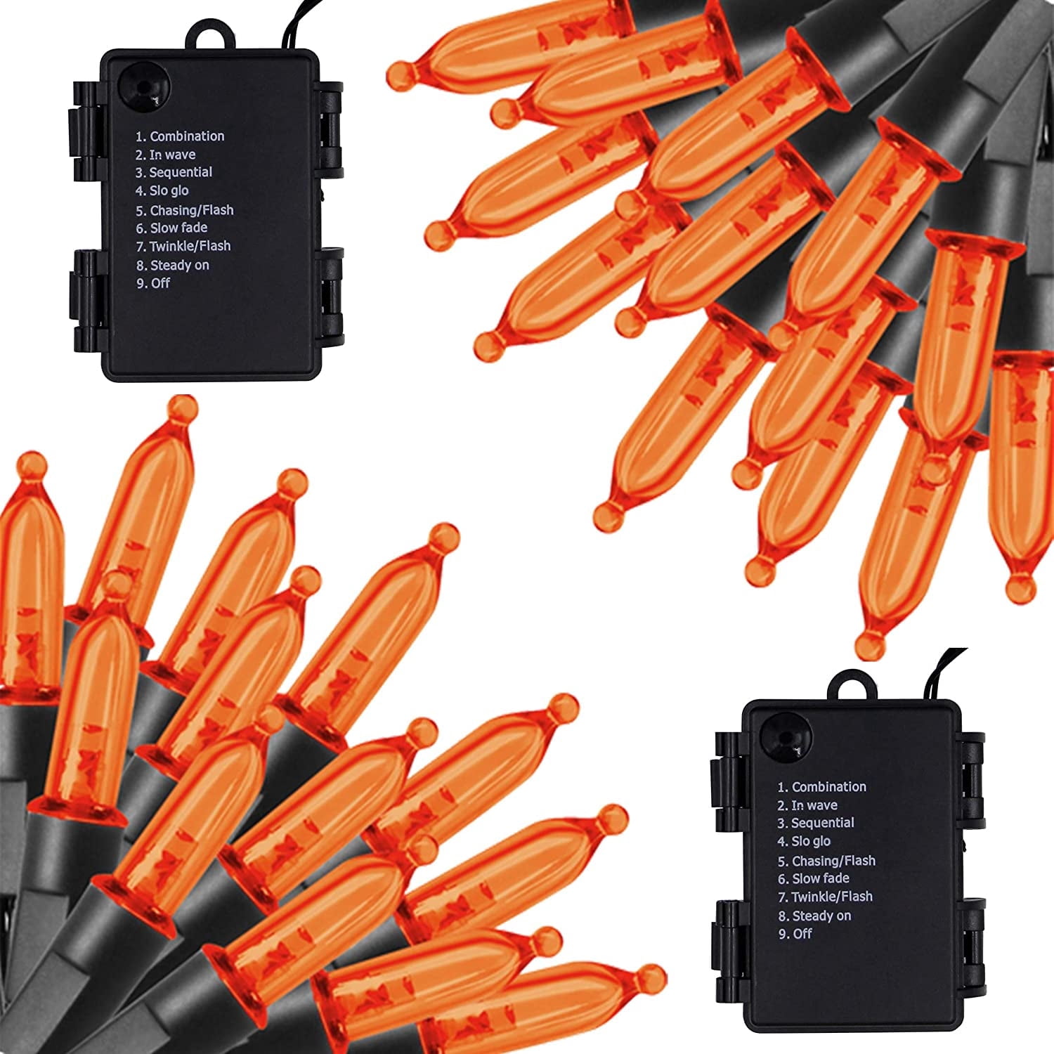 Morttic 2 Pack 16 ft 50 LED Christmas Lights, Battery Operated Mini ...