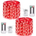 thumbnail image 1 of Morttic 2 Pack 200 LED Fairy Lights Battery Operated, 66Ft Fairy String Lights with Remote, 8 Modes Copper Wire Twinkle Lights for Home Bedroom Patio Indoor Outdoor Decor (Red), 1 of 13