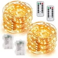 thumbnail image 1 of Morttic 2 Pack 33Ft 100 LED Fairy Lights Battery Operated, String Lights with 8 Modes Remote Control Timer Waterproof Copper Wire Twinkle Lights for Bedroom Wedding Party Christmas Decor, Warm White, 1 of 8