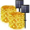 thumbnail image 1 of Morttic 2Pack 33ft Solar String Lights , 100 LED Fairy Lights Outdoor Waterproof Christmas Lights for Trees Garden Patio Yard Fence Decor (Warm White), 1 of 8