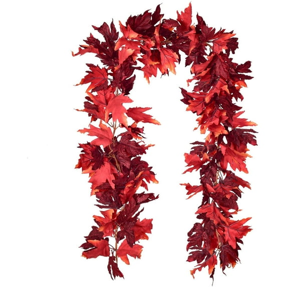 Morttic 2 Pack 5.9 feet Fall Maple Garland Artificial Fall Foliage Garland Colorful Autumn Decor for Home Garden Thanksgiving Wedding Party