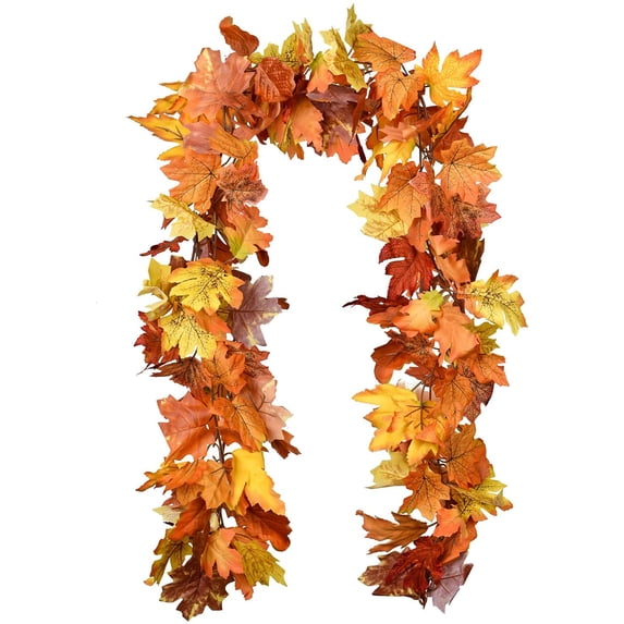 Morttic 2 Pack 5.9 feet Fall Maple Garland Artificial Fall Foliage Garland Colorful Autumn Decor for Home Garden Thanksgiving Wedding Party