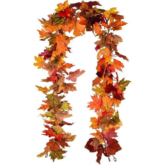 Morttic 2 Pack 5.9 feet Fall Maple Garland Artificial Fall Foliage Garland Colorful Autumn Decor for Home Garden Thanksgiving Wedding Party