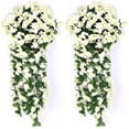thumbnail image 1 of Morttic 2 Pack Artificial Hanging Flowers, Fake Hanging Plants Colorful Orchid Flower Bouquet for Wall Home Room Garden Wedding Indoor Outdoor Decoration (White), 1 of 7