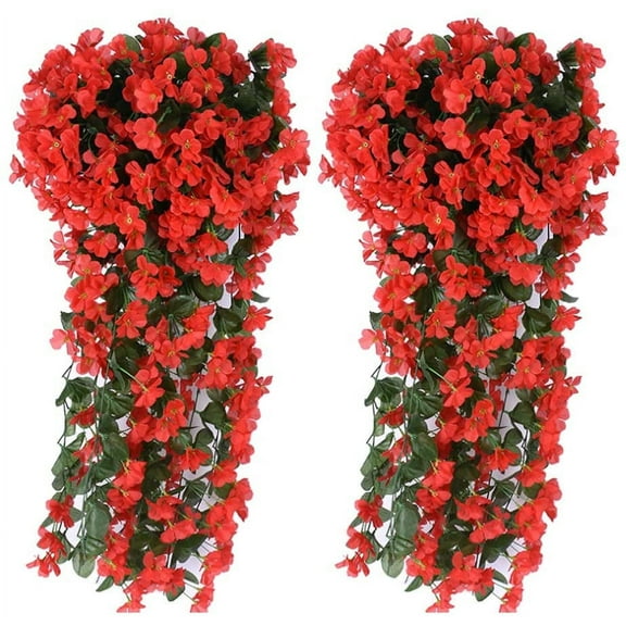 Morttic 2 Pack Artificial Flower Vine Wall Mounted Hanging Floral Decor Artificial Violet Vine Home Hotel Decoration (Yellow)