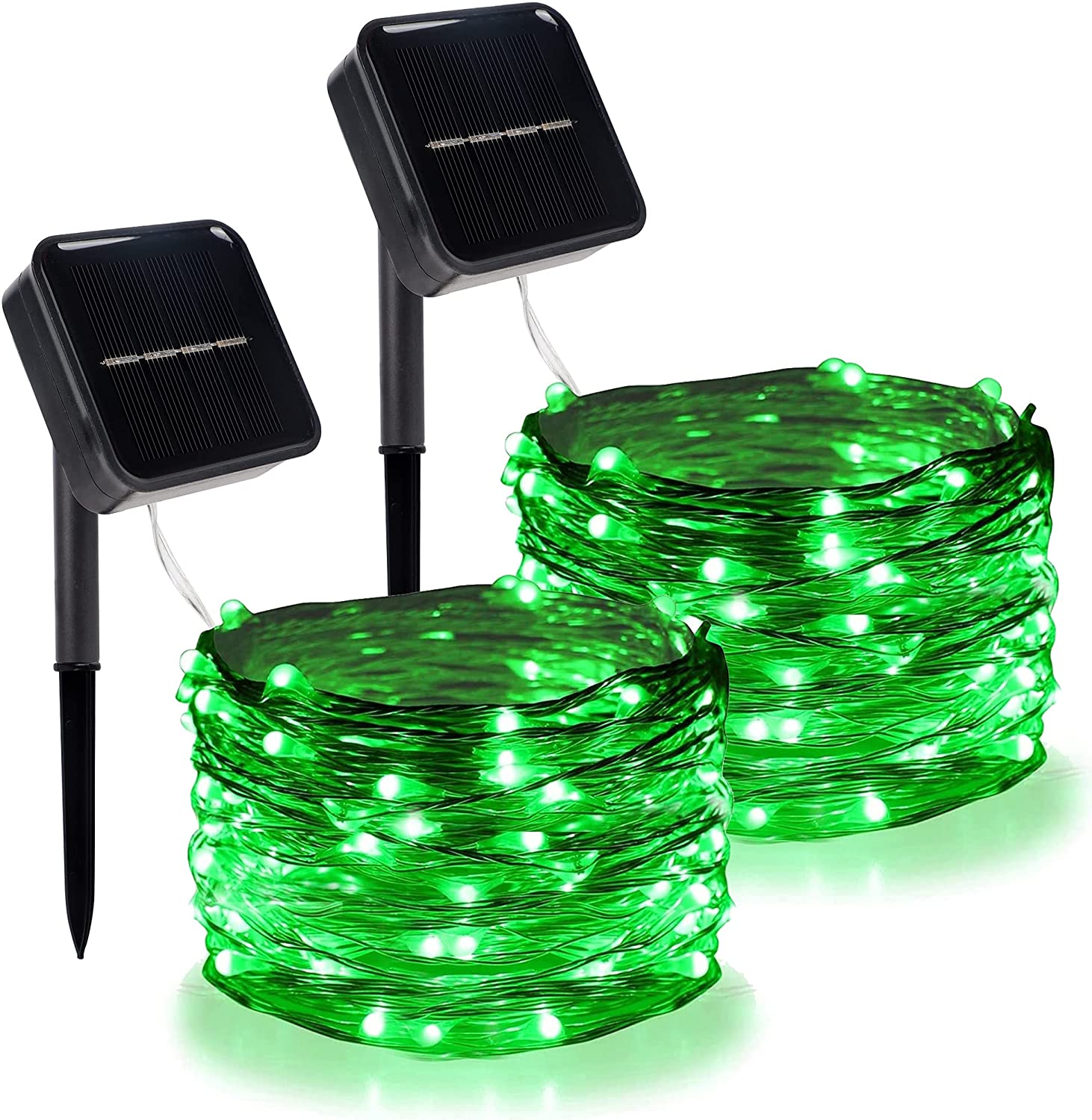 IShabao 33ft 100 LED Solar String Lights – Warm White, 8 Modes, IP65 Waterproof, Memory Function, Auto On/Off For Garden, Patio, Christmas