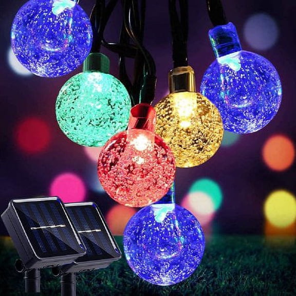 Morttic 2 Pack Solar String Lights Outdoor, 50LED 23FT Fairy Crystal Ball String Lights, 8 Modes Solar Powered Globe String Lights Waterproof for Garden, Patio, Yard, Fence, Party, Wedding, Christmas