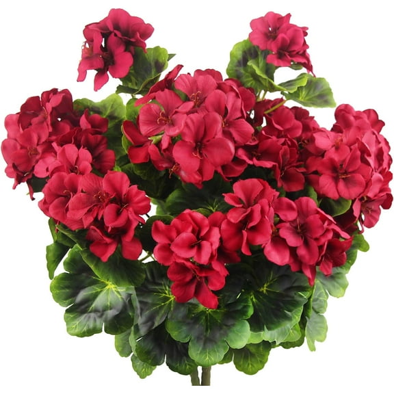 Morttic 2 Pcs Artificial Geraniums for Outdoor Silk Geranium Flowers Red Artificial Geranium Bush Faux Flowers Geraniums Branch for Garden Patio Grave Cemetary Vase Table Centerpiece Indoor Decor