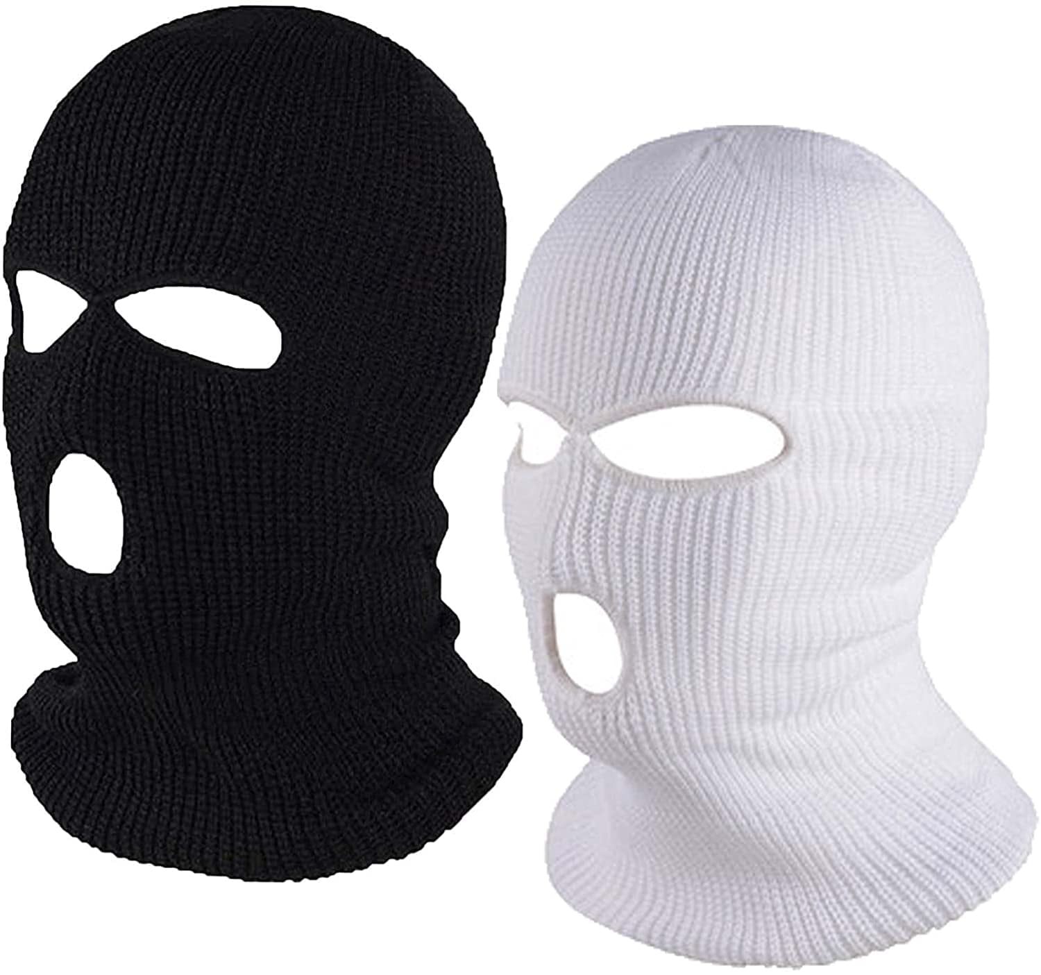 Morttic 2 Pieces Men Women 3 Hole Knitted Face Cover Thermal Windproof Winter Ski Mask Balaclava